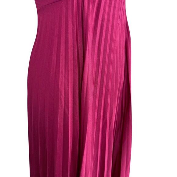 Vintage Womens Union Tag Dark Red Pleated V-Neck Maxi 70's Dress Empire Waist XS - Picture 3 of 15